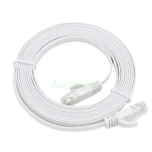 10pcs 5M CAT6 RJ45 Ethernet Network LAN Interne Cable Flat UTP Router Cable WHT - Picture 1 of 3