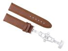 18MM SMOOTH LEATHER BAND STRAP DEPLOY CLASP FOR GIRARD PERREGUAX L/BROWN ORANGE
