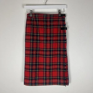 Mosbrook Kilt Stewart Tartan Wrap Wool Fridge Pleated Skirt 24in Long Vintage - Picture 1 of 12