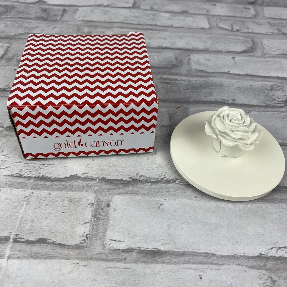 Velas Gold Canyon Tapper Tarro Topper Flor Rosa Blanca Foto 1 de 4