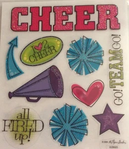 Glittered Go Team Go! Pegatinas de libro de recortes megáfono porristas Cheer Team Spirit - Imagen 1 de 1