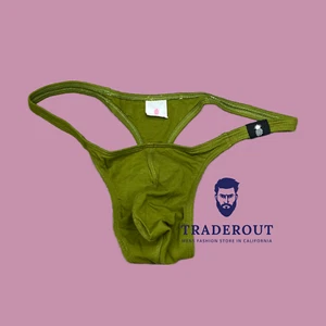 JJ Malibu men ARMY Green cheeky Bulge pouch cotton Thong underwear size S M L - Picture 1 of 15