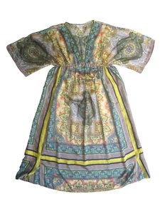 Sundance Womens Dress L Multi Paisley Floral Kimono Empire Waist Light Bohemian - Picture 1 of 7