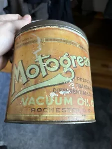Antiguo RARO Aceite al Vacío Motograsa 5 Lb Grasa Aceite Lata Rochester NY Cubo Lata - Imagen 1 de 21