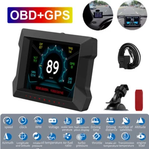 Velocímetro digital para automóvil OBD2+GPS Head Up Display calibre HUD RPM temperatura del agua #t$6 - Imagen 1 de 10