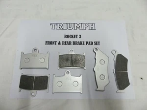 TRIUMPH ROCKET 3 FRONT-REAR BRAKE PADS 3 X SET = 6 pads * Up to 2017 * - Picture 1 of 8