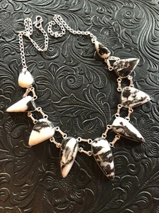 Artisan Southwest White Buffalo Turquoise Arrow Pendant Necklace 20" - Picture 1 of 5