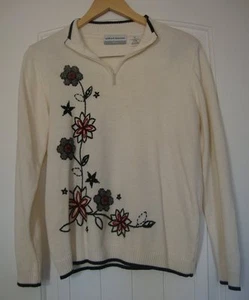 ALFRED DUNNER Wool Blend 1/4 zip Embroidered and Beaded Sweater sz.PS - Picture 1 of 3