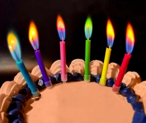 Birthday Candles With Colored Flames - Birthday, Party, Cake Decor 12 PCS in box - Picture 1 of 10