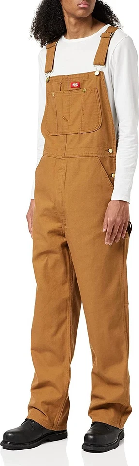 NUEVO CON ETIQUETAS Dickies Para hombres Pato Babero Ropa de Trabajo Mono Marrón Talla 38x30 $90 II195 Foto 1 de 3