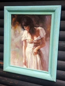 FEMALE EROTIC PORTRAIT ORIGINAL OIL PAINTING signed PINO / PINA - Picture 1 of 12