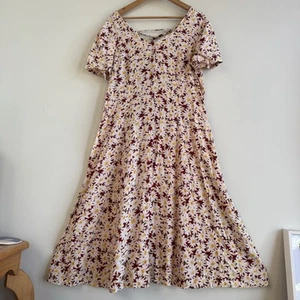 Vintage 90s Floral Button Up Midi Sundress Dress Cross Back Corset Size M / L - Picture 1 of 10