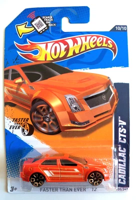 HOT WHEELS FASTER THAN EVER '12 CADILLAC CTS-V ORANGE 10/10 100/247 NIP - Image 1 of 2