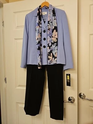 Le Suit Mujer Bufanda Cuello Chaqueta y Cremallera Lateral Pantalón Conjunto 10P NUEVO Foto 1 de 4