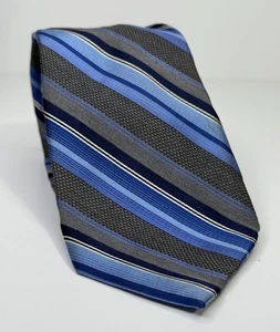 Pronto Uomo Tie Mens Blue Gray Striped 100% Silk Handmade Classic Necktie 64” - Picture 1 of 7