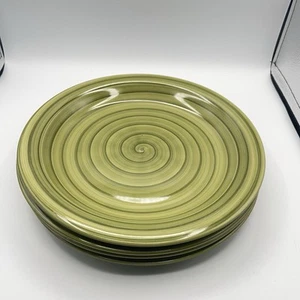 4er Set Zitrushain handbemalt Wirbel Keramik Salbeigrün 10,5" Essteller - Bild 1 von 12