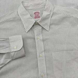 Brooks Brothers Hemd Herren 16,5-4 Fensterscheibe kariert Baumwolle Langarm Button Down - Bild 1 von 16