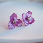 Boucles d'oreilles violettes vraies hortensias, boucles d'oreilles fleurs d'hortensia séchées pressées