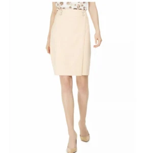 Calvin Klein Womens Skirt Poppy Orange Size 6P Button-Detail Pencil - Picture 1 of 4