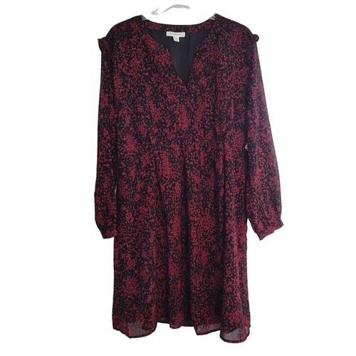 VETEMENTS Abito da spiaggia pranzo salotto donna taglia L nero rosso manica lunga foderato scollo spacco