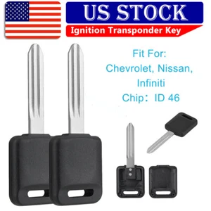 2x New Replacement Keyless Transponder Ignition Key For Nissan ID 46 Chip N104T - Foto 1 di 8