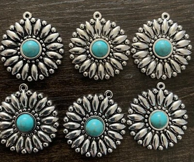 Lote de 6 colgantes de resina azul turquesa Foto 1 de 3