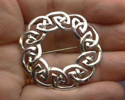 BROOCH vintage sterling silver circular Celtic knot design by Kit Heath 1995 - Image 1 of 4