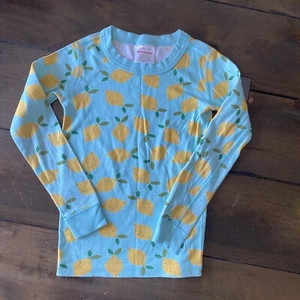 Hanna Andersson Blue Lemon Long Sleeve Pajama Top 120cm size 6 7 Organic Cotton - Picture 1 of 4