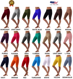Women's Seamless Bermuda Biker Boy Shorts Active Workout Outdoors 17.5" New - Picture 1 of 22