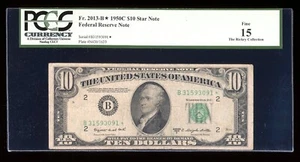 DBR 1950-C $10 FRN New York STAR Fr. 2013-B* PCGS 15 Serial B31593091* - Picture 1 of 2