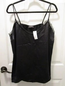 LANE BRYANT BLACK LACE TRIM SATIN CAMI TOP  SIZE 18  NEW - Picture 1 of 4