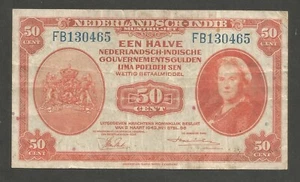 Netherlands East Indies 50 Cents 2.3.1943; VF; P-110a; WWII; Without suffix - Picture 1 of 2