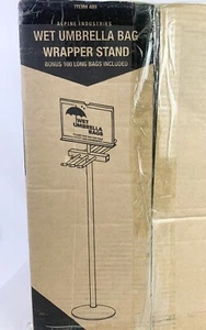 Alpine Industries Wet Umbrella Bag Wrapper Stand With Sign Frame 100 Long Bags - Picture 1 of 4