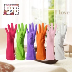Washing Hand Rubber Latex Long Cleaning Warm Gloves Men Women Kitchen Dish Bar - Picture 1 of 35