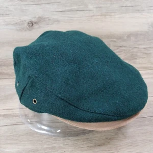 London Fog Flat Cap Hat Medium Green Wool Snap Bill Fitted Vintage USA - Picture 1 of 9