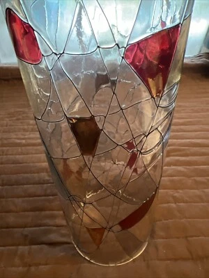 "Mosaico Partylite GRANDE cilíndrico huracán 12""X 4,25"" vidrio soplado a mano retirado" Foto 1 de 4