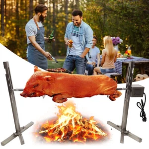 45W 40KGS Spit Roaster Rotisserie Pig Lamb Roast BBQ Portable Outdoor Grill 51" - Picture 1 of 10