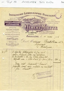 Dépt 16 - Angoulême 16 Rue d'Aguesseau - Belle Entête d'une Imprimerie de 1926 - Picture 1 of 1