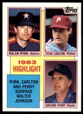 1984 Topps Steve Carlton/Gaylord Perry/Nolan Ryan Baseball Cards #4