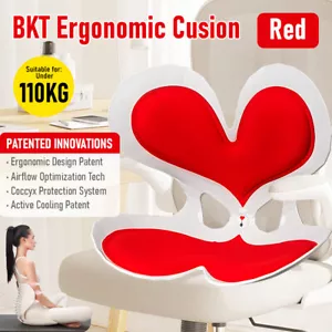 BKT Cushion Portable Ergonomic Lower Back Seat Lumbar Support Max Load 110kg Red - Picture 1 of 10