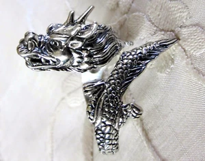 Sterling Silver Dragon Ring / size 8 / 925 Sterling Silver, 8.3 grams - Picture 1 of 7