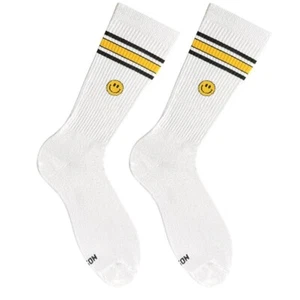 Smile weiß gestreifte Socken | stylische Baumwollsocken | einzigartige Geschenkidee - Bild 1 von 4