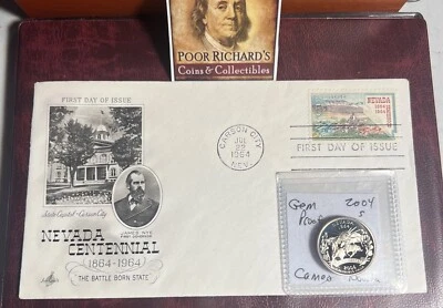 Nevada Coin & Cover Set. 2006S Proof State Qtr & 1964 Centennial  FDC FD40 - Image 1 of 4