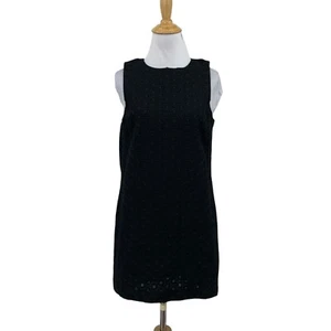 Theory Dress Womens 6 Black Eyelet Embroidered Sheath Back Zip Waistband Lined - Picture 1 of 16