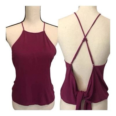 Volcom Yeah Honey Cami Plum Purple Strappy Open Back Tie Top NWT Size Small - Image 1 of 4