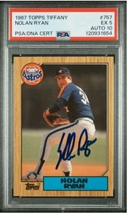 1987 Topps Tiffany Nolan Ryan Signed Baseball Card PSA/DNA Certified Auto 10 HOF - Picture 1 of 4