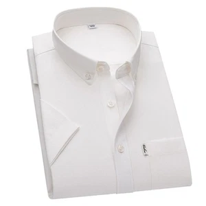 Mens Oxford Shirts Formal Business Short Sleeves Cotton Casual Summer Shirts Top - Picture 1 of 14