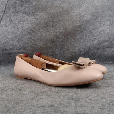 Zapatos Bruno Magli Mujer 39.5 Ballet Planos Cuero Mina Bow Clásico Carrera Beige Foto 1 de 4