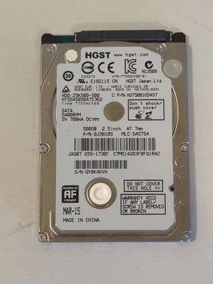 HGST Z5K500-500 500GB 2.5 Inch SATA III Laptop Hard Drive Tested Working - Image 1 of 3