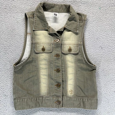 Chaleco corto Zumba Wear Spicy para mujer sin mangas con botones gris lavado talla S Foto 1 de 4